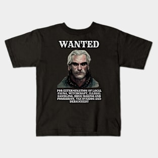 Wanted Poster - Black - Fantasy - Funny Witcher Kids T-Shirt